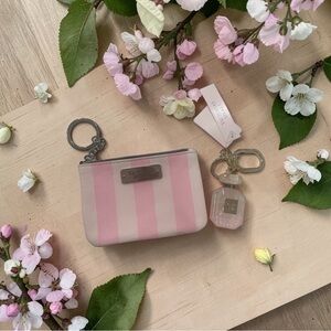Victoria's Secret Pink Stripe Coin Pouch and Keychain Set NWT
